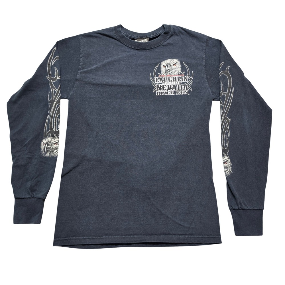 Vintage Grunge Biker Long Sleeve Tee Mens S Black Laughlin 2009